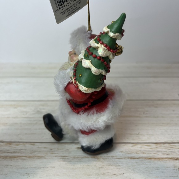 Kurt S Adler Santa Claus Hand Painted Christmas Ornament Faux Fur White 5-1/4" - Picture 7 of 8
